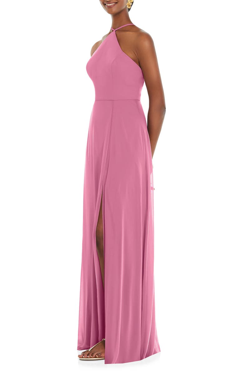 LOVELY Halter Neck Chiffon Gown, Alternate, color, Orchid Pink
