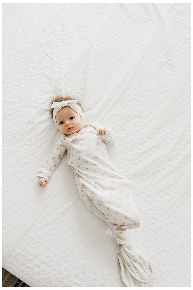 Newborn Knotted Gown, Alternate, color, SHINE