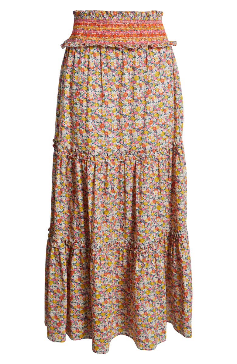 LOVE THE LABEL Raquel Floral Tiered Cotton Maxi Skirt, Alternate, color, 