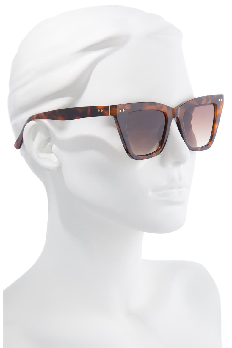 50mm Cat Eye Sunglasses, Alternate, color, BROWN TORT