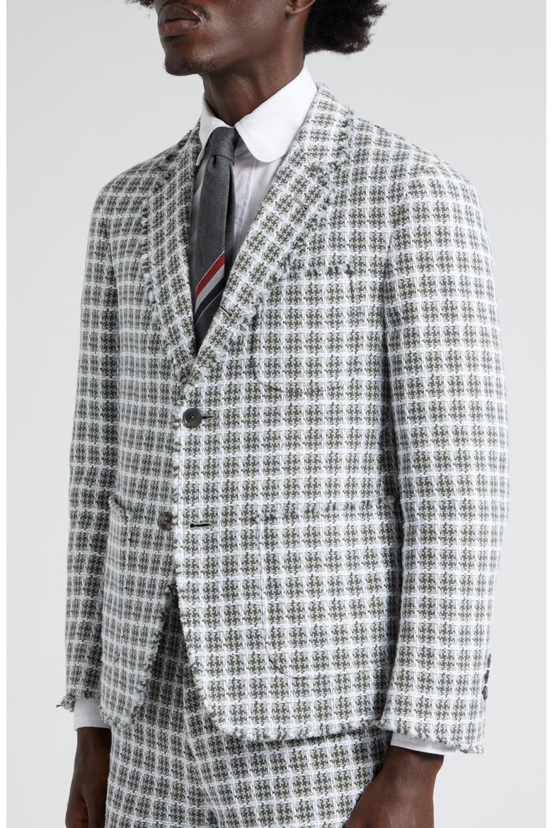 Unconstructed Fit Fray Edge Plaid Sport Coat, Alternate, color, MEDIUM GREY