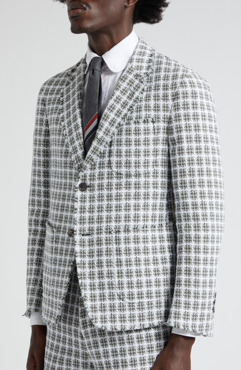 Thom Browne Unconstructed Fit Fray Edge Plaid Sport Coat, Alternate, color, 