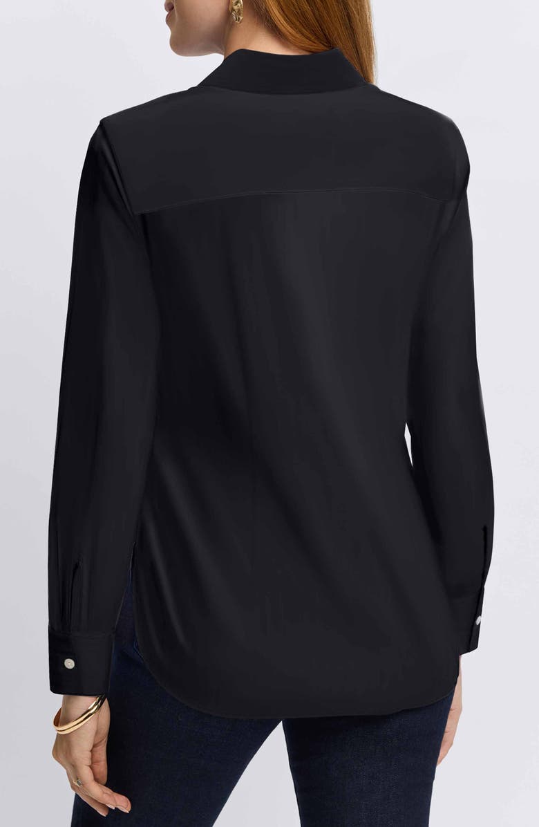 Foxcroft Sabine Side Tie Button-Up Shirt, Alternate, color, Black