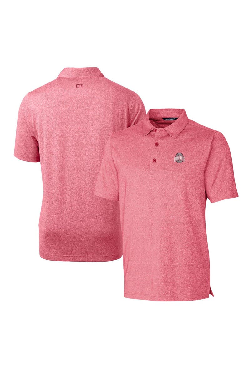 Men's Cutter & Buck Heathered Scarlet Ohio State Buckeyes Forge Stretch Polo, Main, color, Heather Red