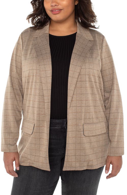 Liverpool Los Angeles Check Open Front Boyfriend Blazer In Brown