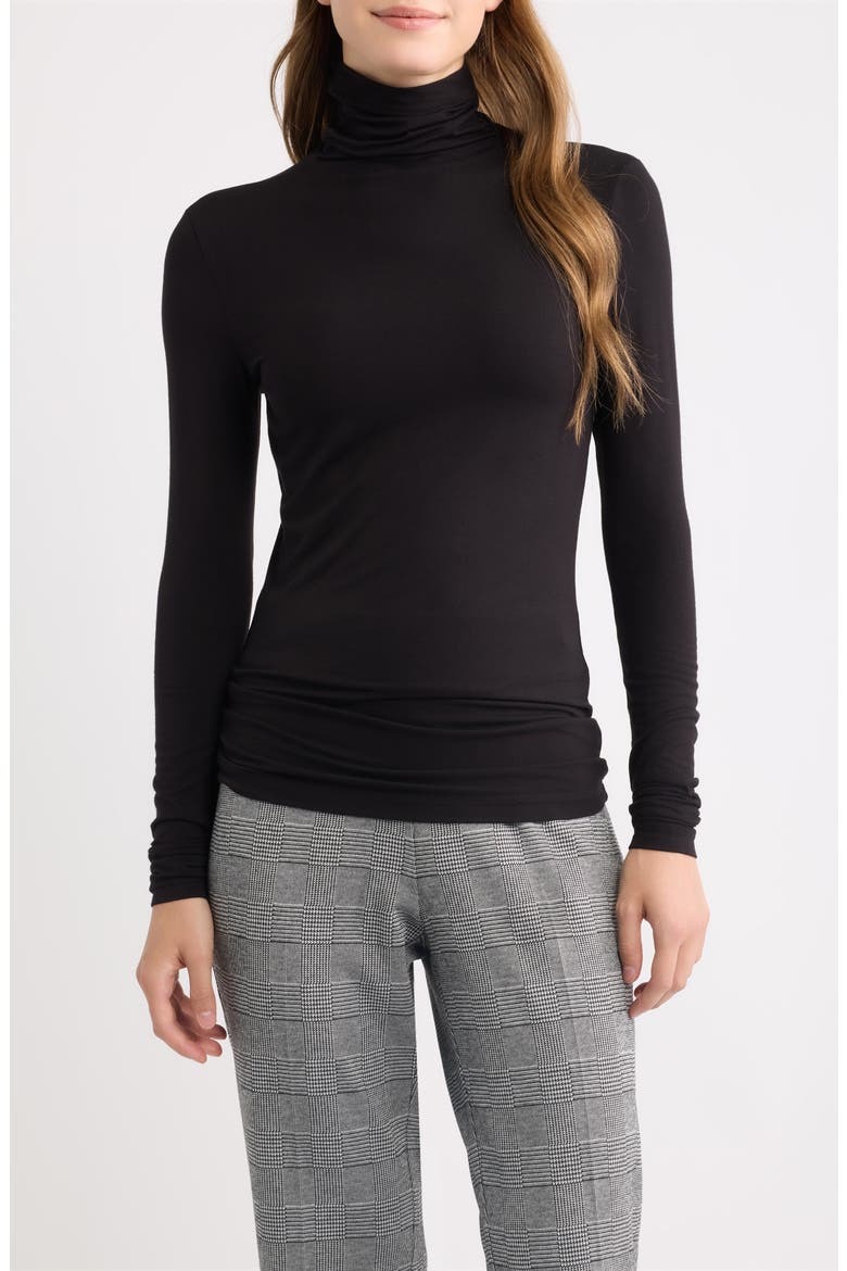 Turtleneck Seamless Top, Main, color, ANNE BLACK
