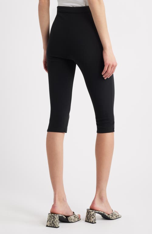 Open Edit Crepe Capri Leggings In Black