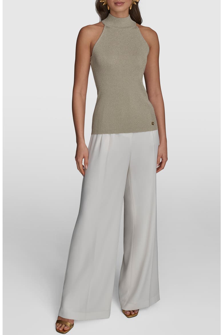 Sleeveless Mock Neck Sweater, Alternate, color, GOLD METALLIC