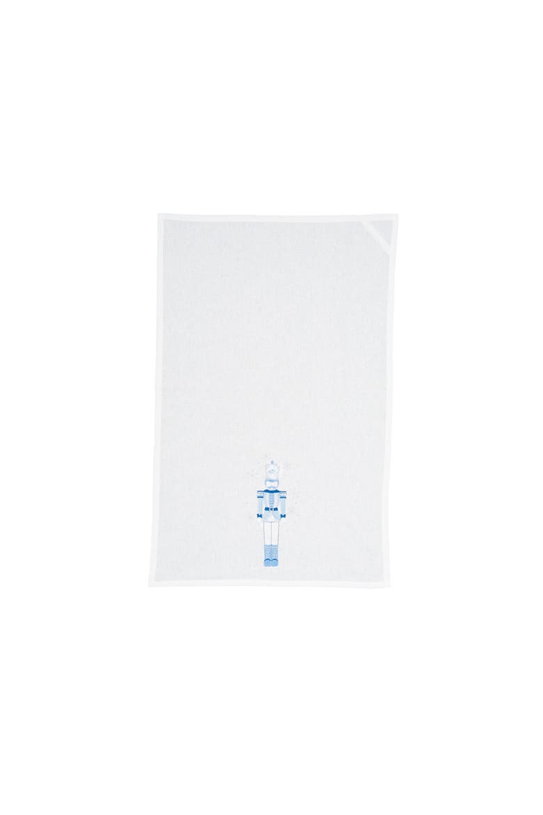 Icy Nutcracker Botanical Embroidered Christmas Towel, Alternate, color, Blue