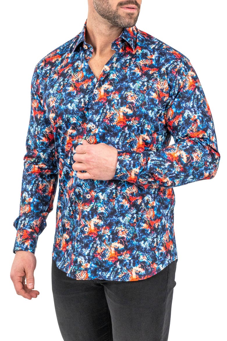 Fibonacci Absolem Blue Contemporary Fit Button-Up Shirt, Alternate, color, BLUE