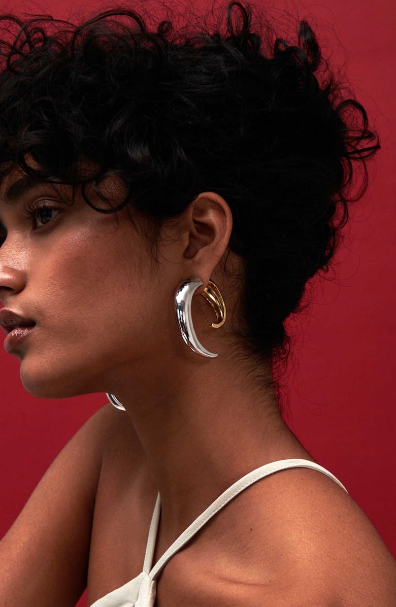 DEMARSON Kiki Mixed Metal Convertible Earrings, Alternate, color, Gold/Silver