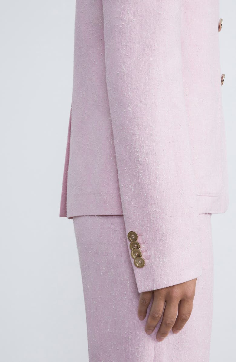 Lafayette 148 New York Double Breasted Linen & Silk Tweed Blazer, Alternate, color, 