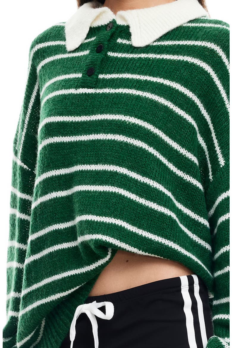 Rising Sun Stripe Polo Sweater, Alternate, color, FOREST