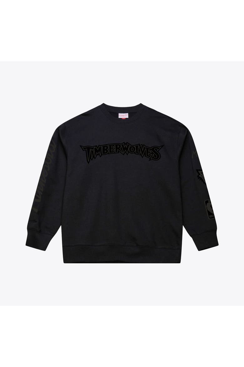 Men's Mitchell & Ness Black Minnesota Timberwolves Phantom Fleece Sweatshirt, Alternate, color, Black