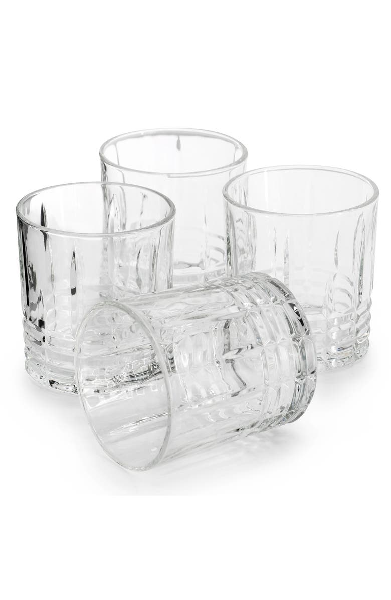 Martha Stewart Everyday Calista 4 Piece 11.5 Ounce Double Old Fashioned Glassware Set, Alternate, color, Clear