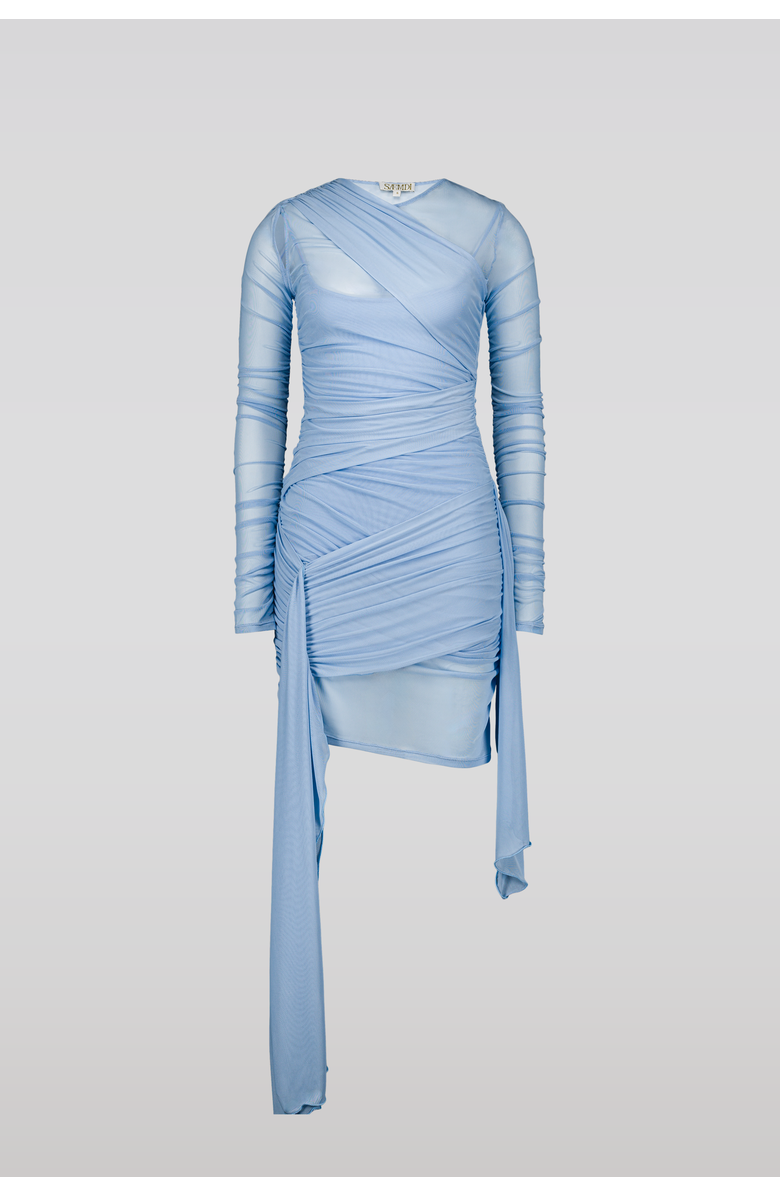 SAEMDI Draped Mesh Dress, Main, color, Light Blue