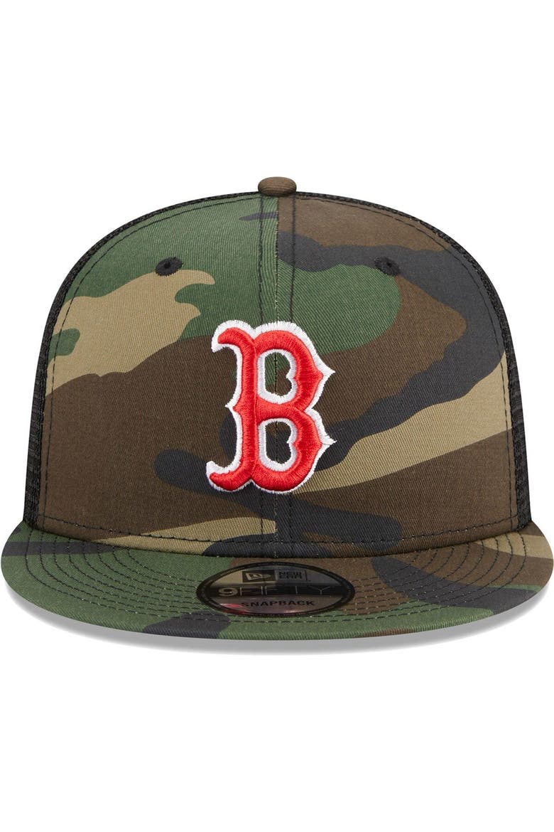 Men's New Era Camo Boston Red Sox Woodland Camo Trucker 9FIFTY Snapback Hat, Alternate, color, Camo