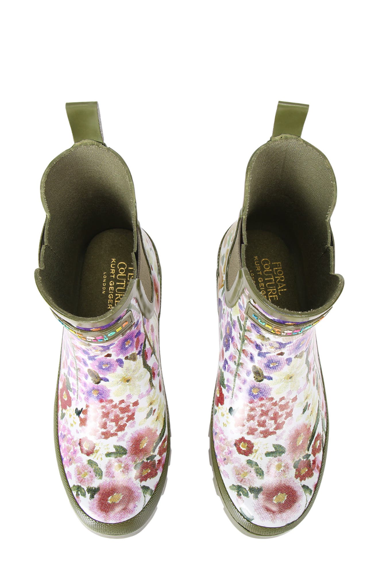 Kurt Geiger London Floral Couture Sleet Chelsea Rain Boot, Alternate, color, 