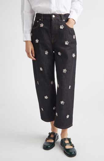 Floral Embellished Stonewashed Carrot Fit Jeans