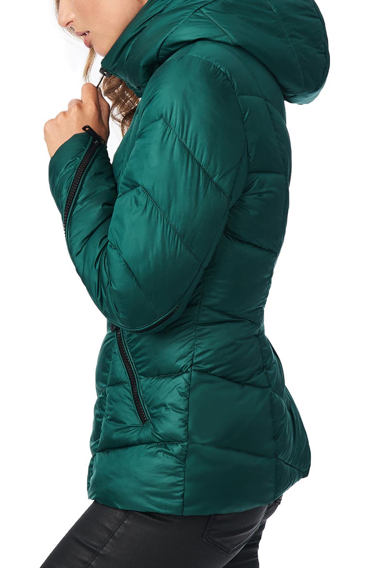Water Resistant Hooded Puffer Coat, Alternate, color, FOREST GREEN