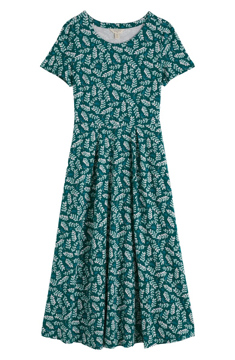 Seasalt Cornwall Veronica Print Stretch Organic Cotton Jersey Midi Dress, Main, color, Indigo Leaf Dark Wreckage