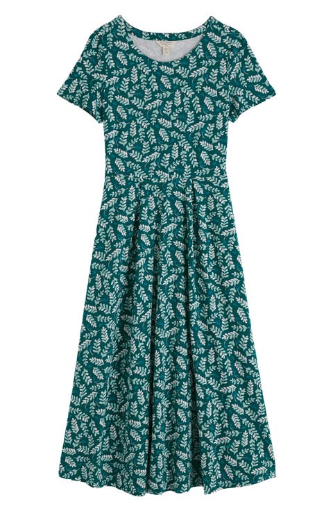 Veronica Print Stretch Organic Cotton Jersey Midi Dress