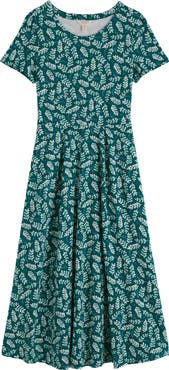 Seasalt Cornwall Veronica Print Stretch Organic Cotton Jersey Midi Dress