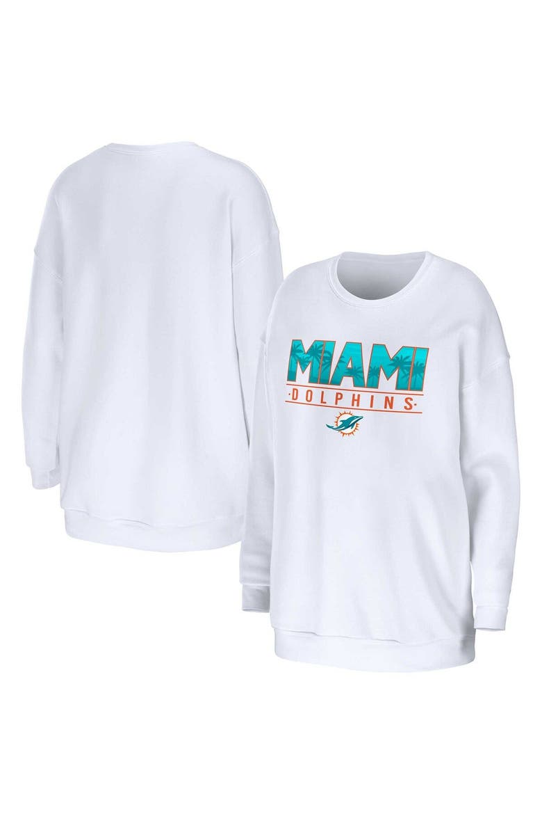 Women's WEAR by Erin Andrews White Miami Dolphins Domestic Pullover Sweatshirt, Main, color, White