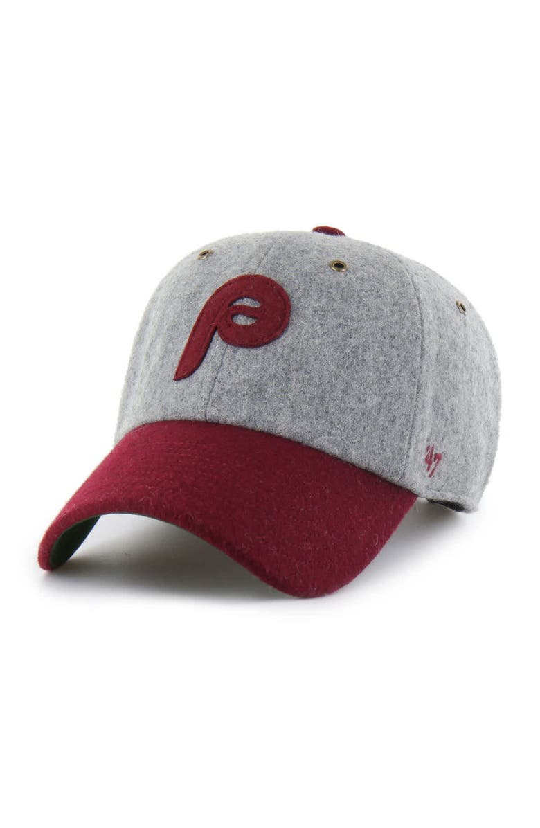 '47 Men's '47  Gray Philadelphia Phillies Golden Age Wool Clean Up Adjustable Hat, Main, color, Gray
