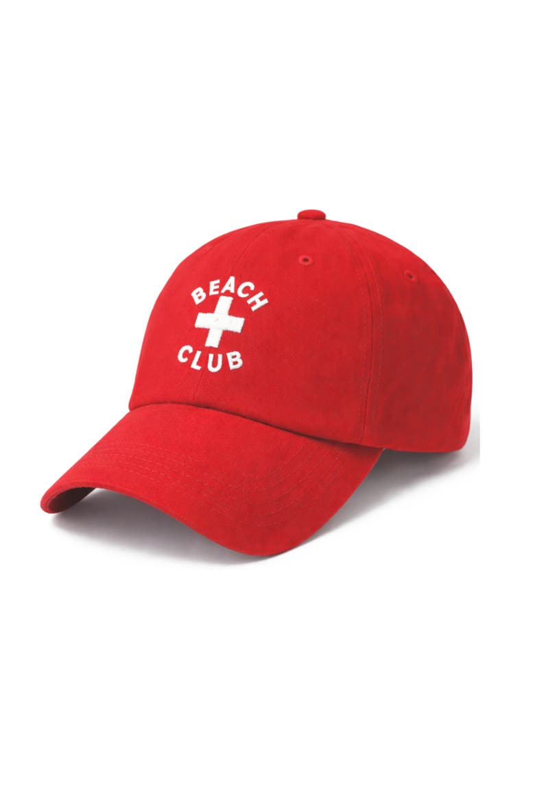 Beach Club Baseball Hat, Main, color, Red
