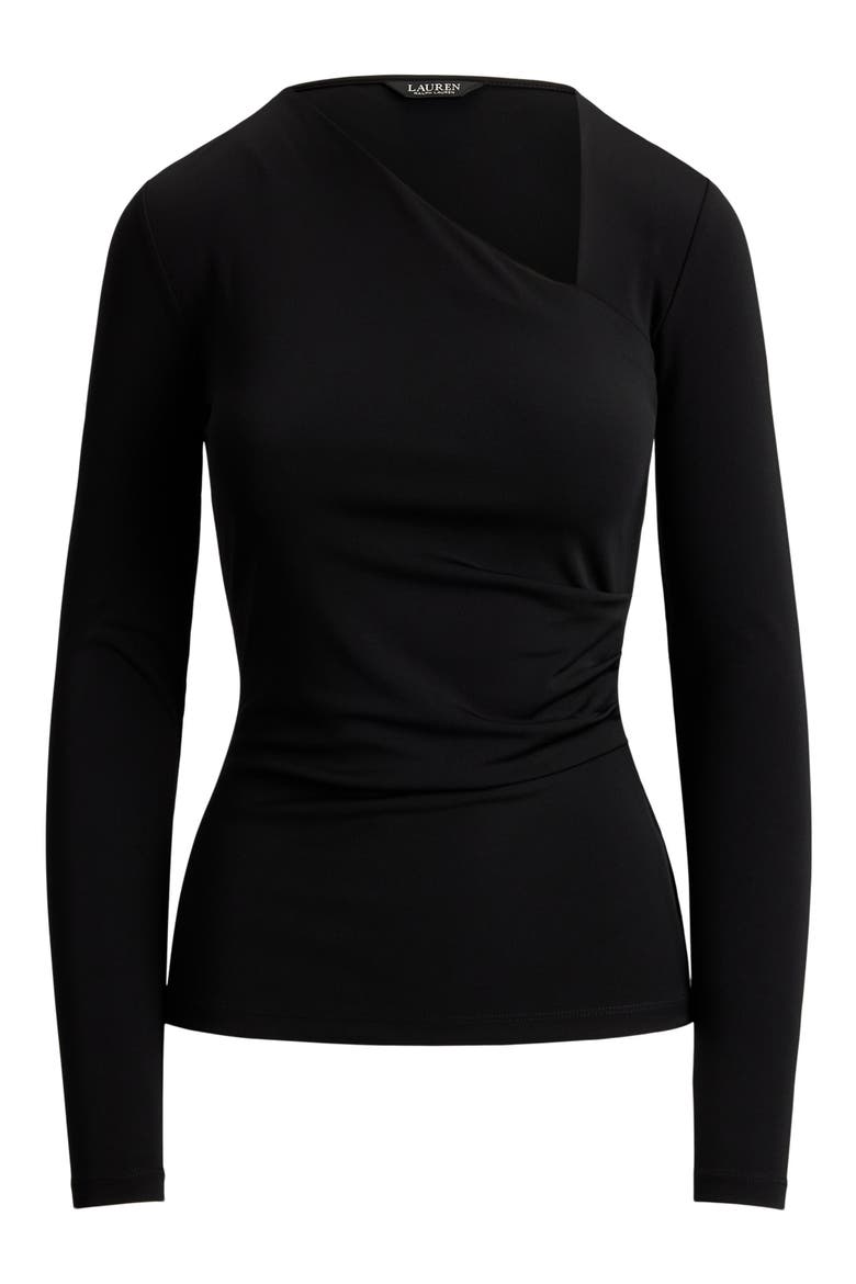 Asymmetric Neck Matte Jersey Top, Alternate, color, BLACK