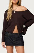 EDIKTED Moyra One Shoulder Knit Sweater