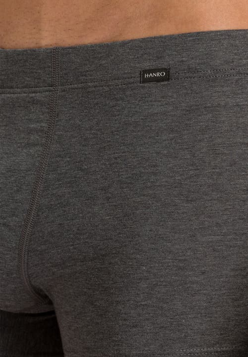 Hanro 2-pack Cotton Boxer Briefs With Covered Waistband In Coal Melange