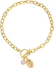 ATHRA LUXE Cubic Zirconia Religious Charm Toggle Bracelet