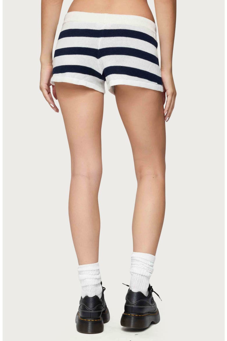Amaris Stripe Drawstring Cotton Shorts, Alternate, color, NAVY