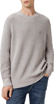 AllSaints Oversize Cotton & Wool Waffle Crewneck Sweater