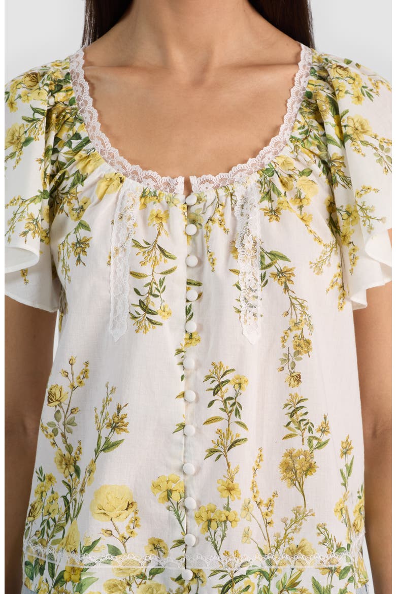 Odette Flutter Sleeve Top, Alternate, color, FRESH AIR BUTTER