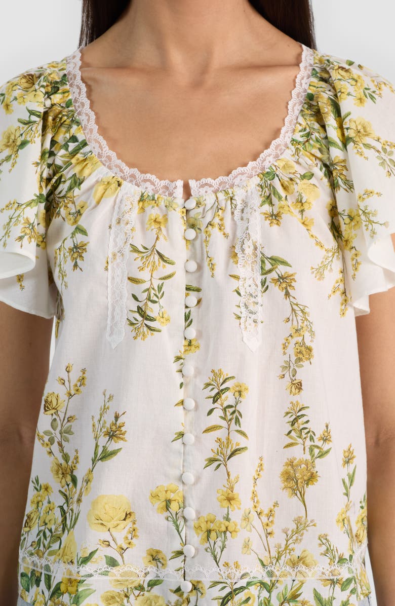 Alice + Olivia Odette Flutter Sleeve Top, Alternate, color, Fresh Air Butter