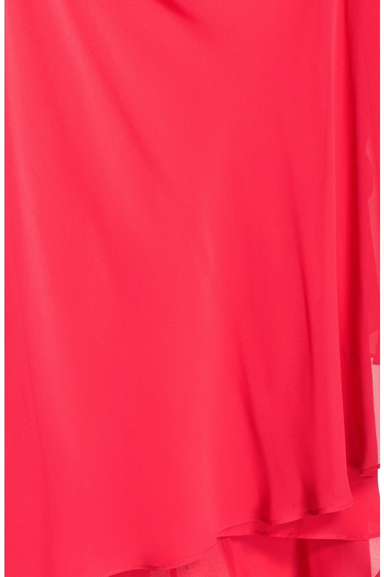 Asymmetrical Layered Chiffon One-Shoulder Dress, Alternate, color, BARBERRY