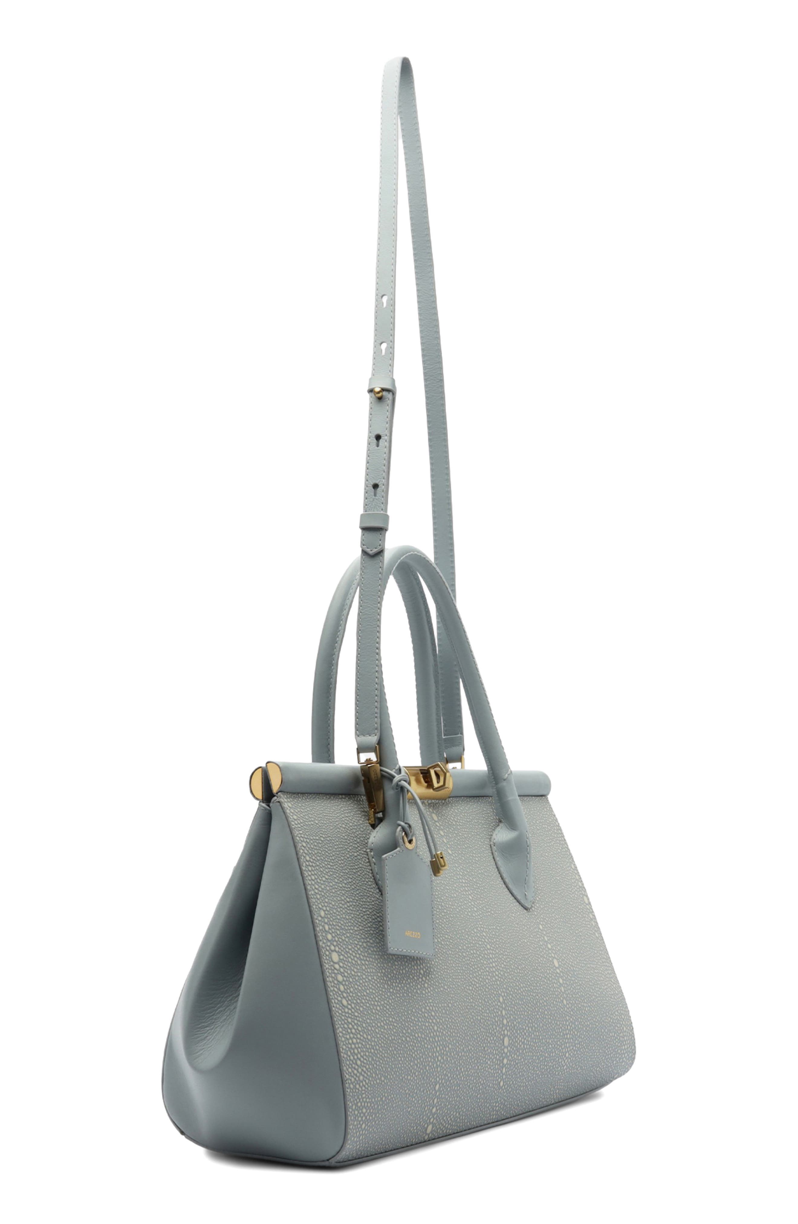 Arezzo Large Morgan Leather Tote, Alternate, color, Glacier Blue