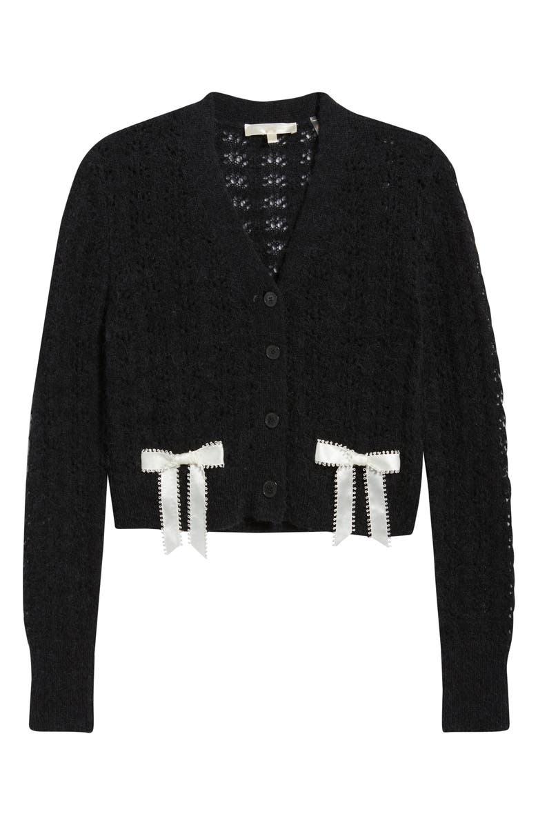 LoveShackFancy Lilly Bow Cardigan, Alternate, color, Midnight Ice