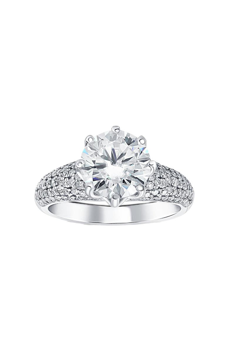 Bliss Diamond Certified 3.28Ct Round Diamond Engagement Ring Pave 14k Gold Lab Grown, Main, color,