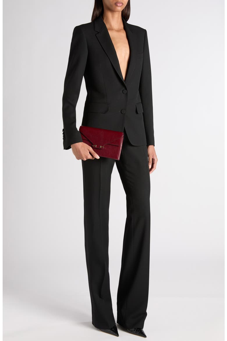 Sharp Shoulder Wool Grain de Poudre Jacket, Alternate, color, BLACK