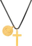 HMY JEWELRY 18k Gold Plated Stainless Steel Prayer Charm Pendant Necklace