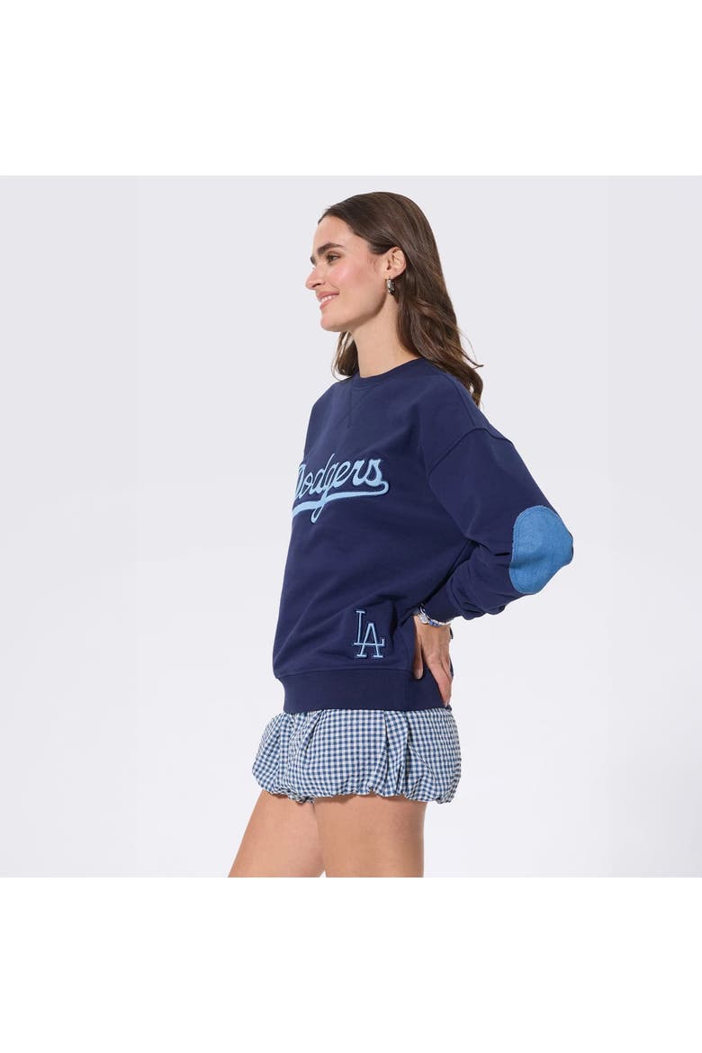 Women's Terez Navy Los Angeles Dodgers Denim Patch Sweatshirt, Alternate, color, Navy