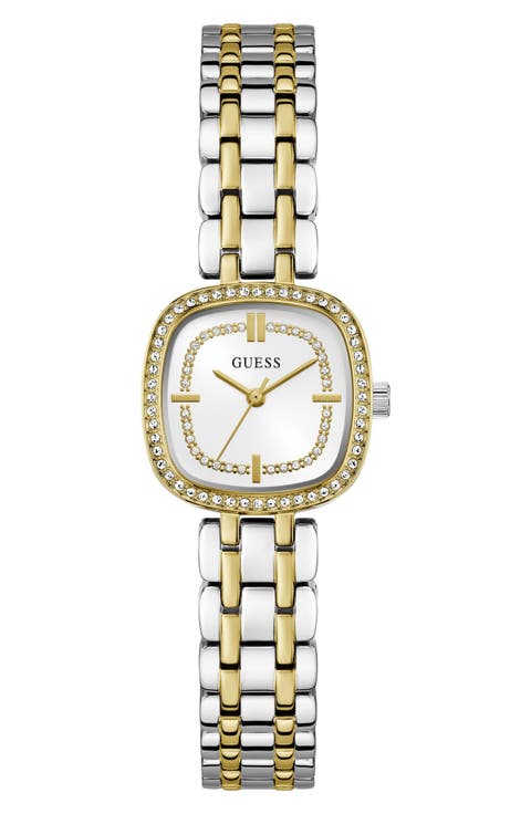 Crystal Bezel Two-Tone Bracelet Watch, 25mm