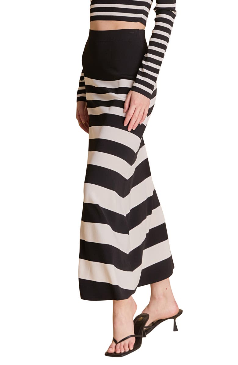 Endless Rose Stripe Midi Sweater Skirt, Alternate, color, Black/ Cream