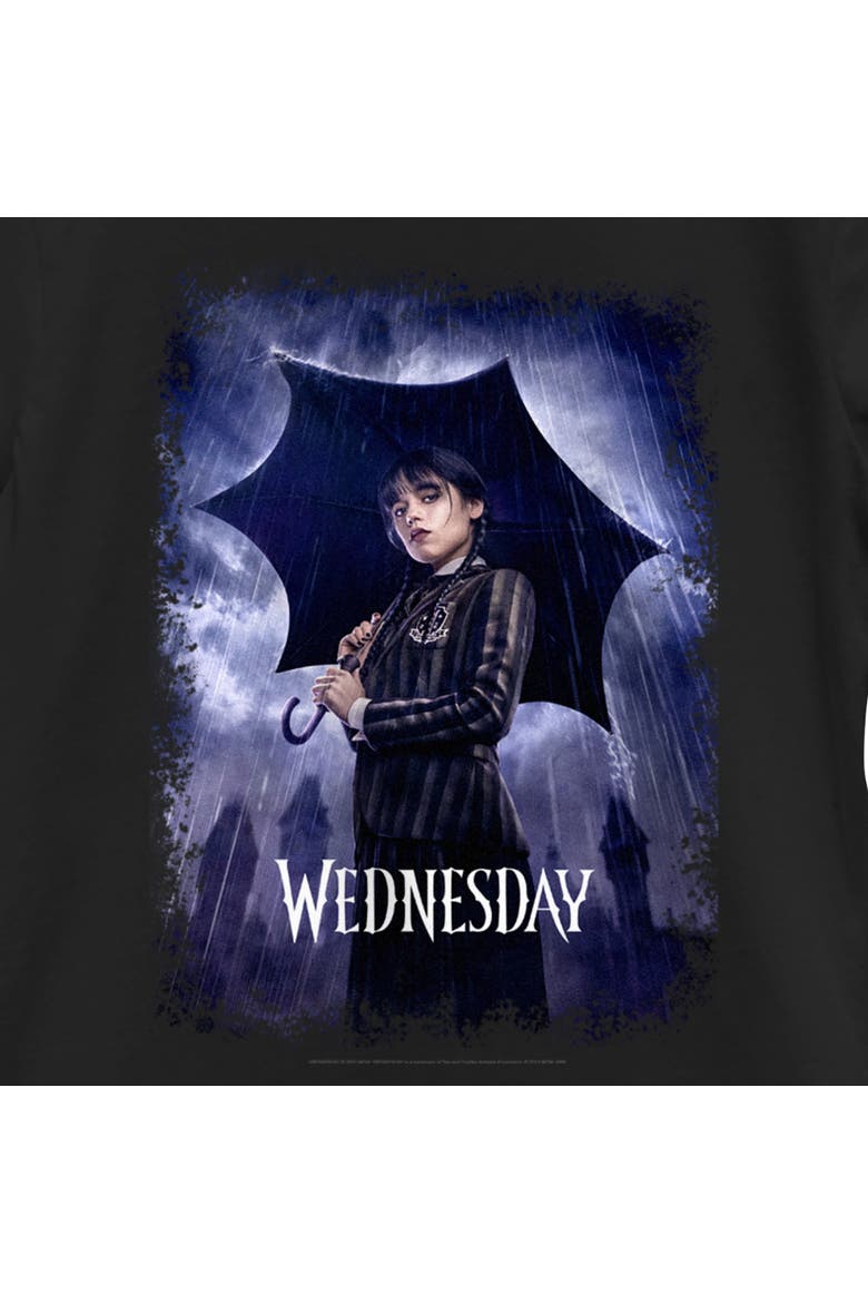 Girl's Wednesday Character Poster  Graphic T-Shirt, Alternate, color, Black