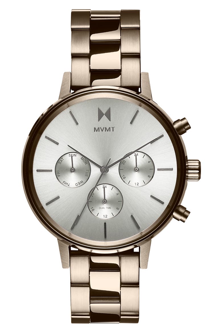 MVMT Nova Chronograph Bracelet Watch, 38mm, Main, color, BEIGE GLD/LT GREY/BEIGE GLD