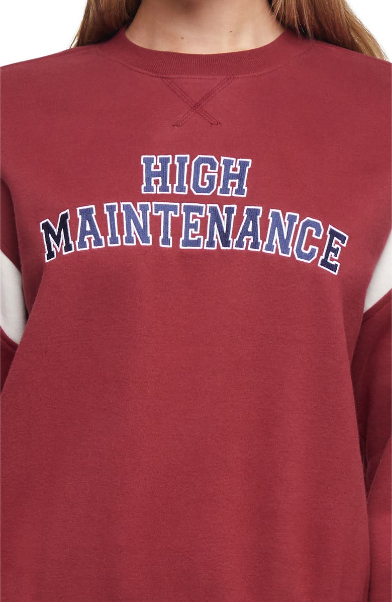 Wildfox High Maintenance Varsity Sweatshirt, Alternate, color, Cabernet